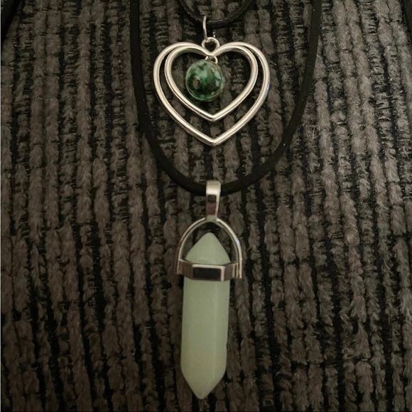 Dual Stranded Double Heart & Hexagonal
Glass Glow In The Dark Necklace - Picture 5 of 5